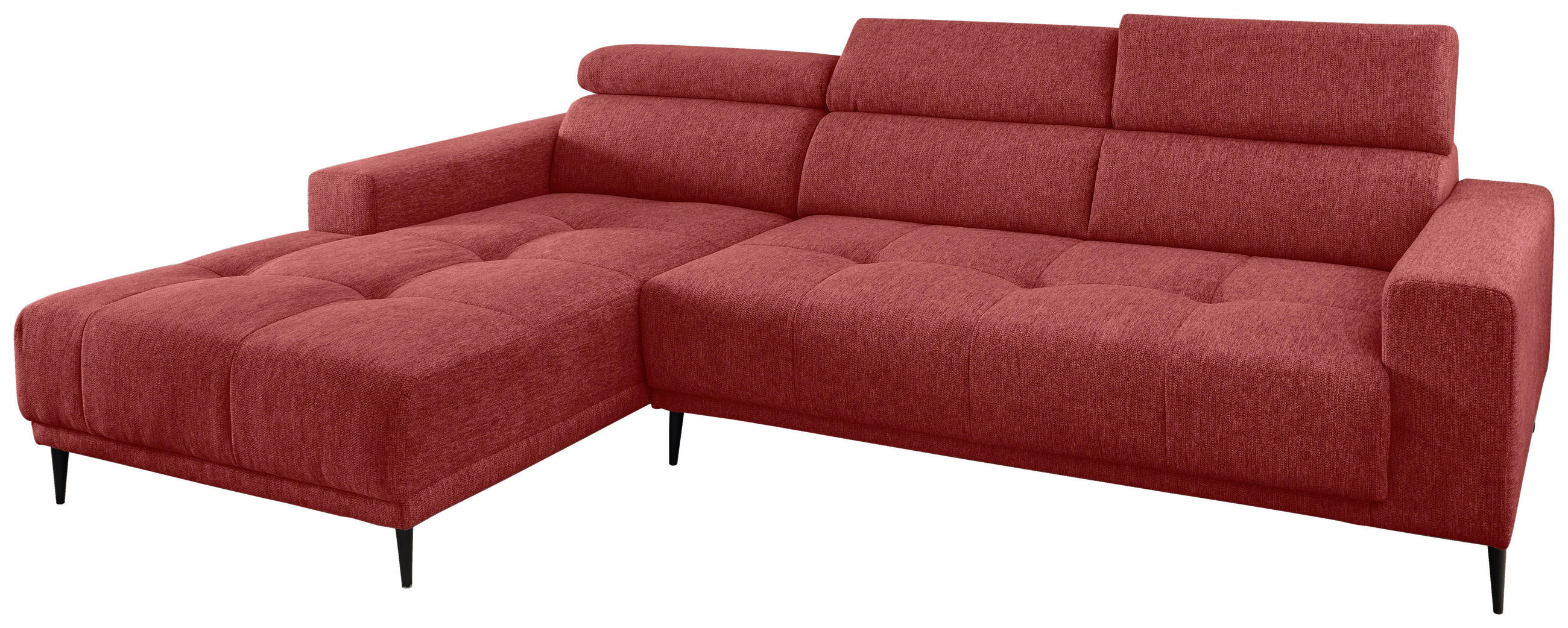 ECKSOFA Rot Chenille  - Rot/Schwarz, KONVENTIONELL, Textil/Metall (188/276cm) - Livetastic