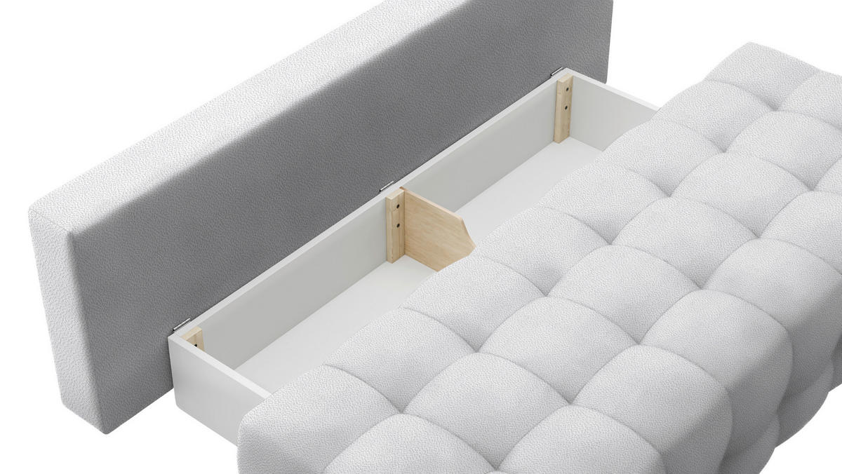 SCHLAFSOFA in Chenille, Plüsch Hellgrau  - Hellgrau/Schwarz, KONVENTIONELL, Kunststoff/Textil (209/96/100cm) - Stylife