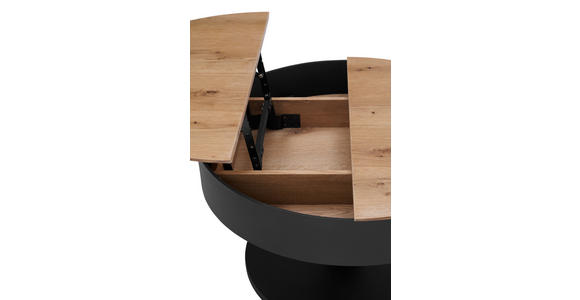COUCHTISCH Eiche furniert 79/79/46 cm rund Schwarz, Eichefarben - Eichefarben/Schwarz, Design, Holz/Holzwerkstoff (79/79/46cm) - Novel