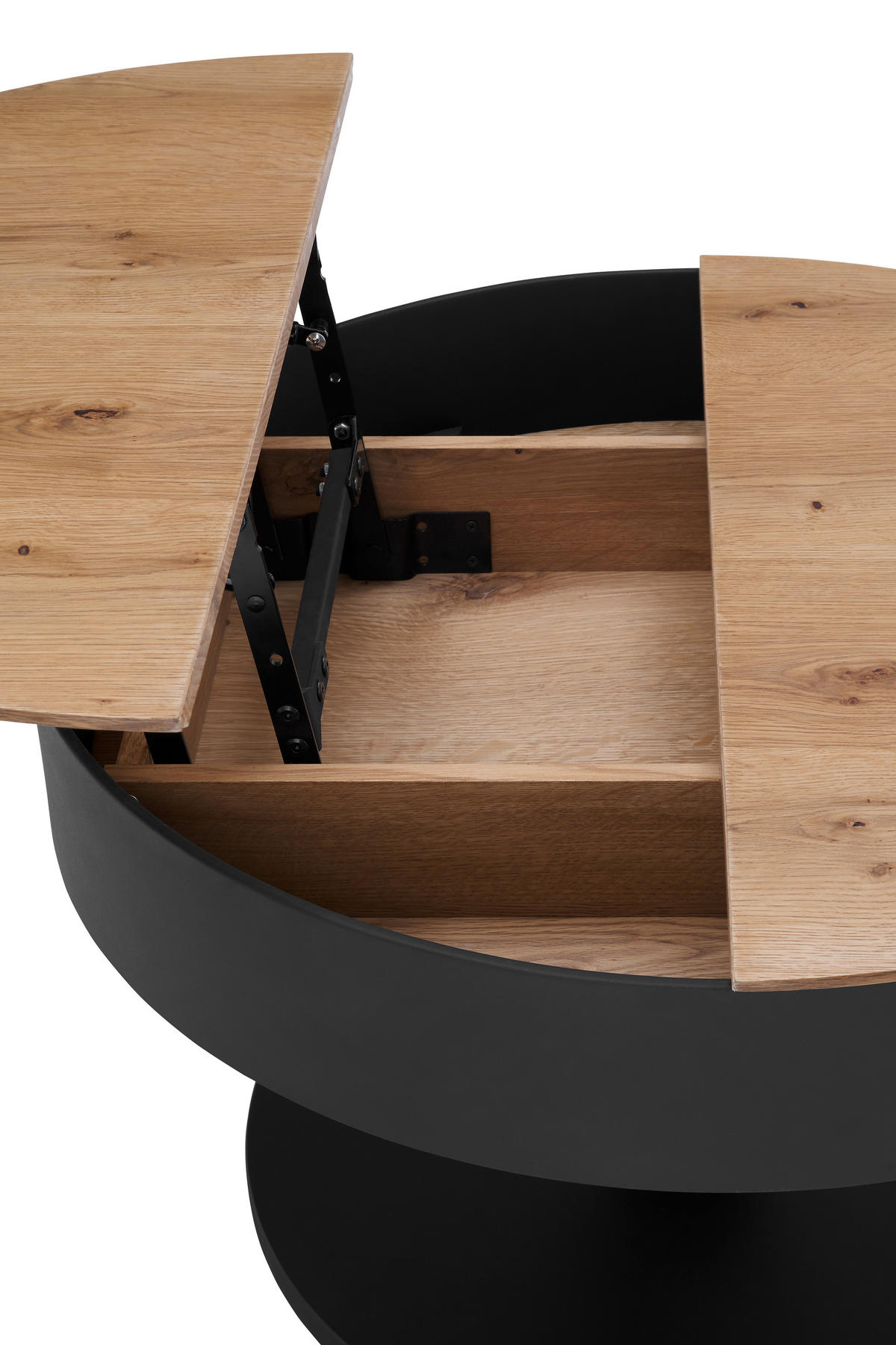 COUCHTISCH Eiche furniert 79/79/46 cm rund Schwarz, Eichefarben  - Eichefarben/Schwarz, Design, Holz/Holzwerkstoff (79/79/46cm) - Novel