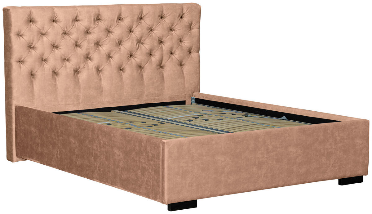 POLSTERBETT 180/200 cm  in Beige  - Beige/Schwarz, Design, Holz/Textil (180/200cm) - Boxxx