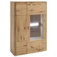 HIGHBOARD  in 96/140/38 cm  - Eichefarben/Silberfarben, Design, Glas/Holz (96/140/38cm) - Livetastic