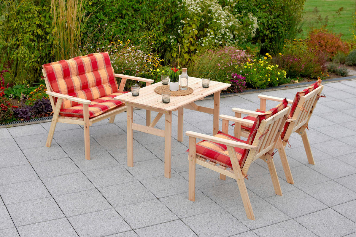 GARTENSET Kiefer massiv  - Rot/Naturfarben, MODERN, Holz/Kunststoff - Gardenson