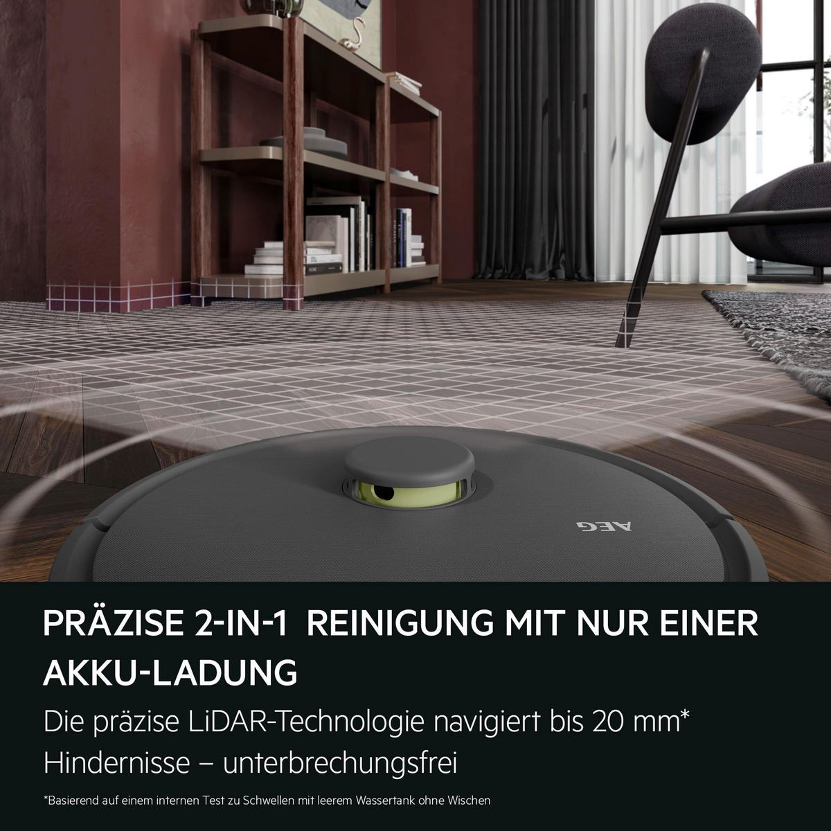 STAUBSAUGERROBOTER AR71HW2DG mit Wischfunktion  - Dunkelgrau, Basics, Kunststoff (33,5/10/33,5cm) - AEG