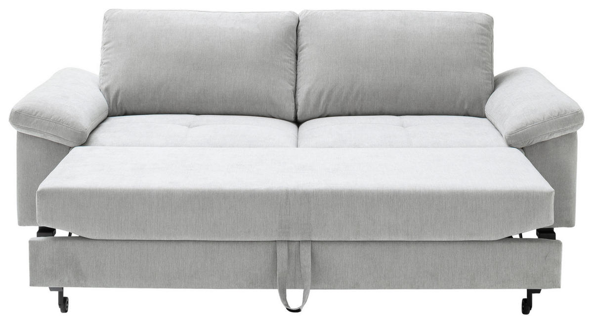 2,5-SITZER in Velours Silberfarben  - Silberfarben/Schwarz, Design, Textil/Metall (206/86/97cm) - Pure Home Lifestyle