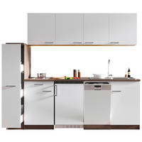 KÜCHENBLOCK 225 cm   in Weiß  - Eichefarben/Alufarben, Basics, Holzwerkstoff/Kunststoff (225cm) - Respekta