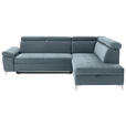 ECKSOFA in Mikrofaser Hellblau  - Chromfarben/Hellblau, KONVENTIONELL, Textil/Metall (271/206cm) - Carryhome