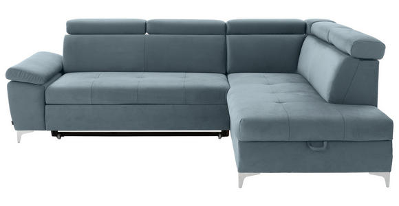 ECKSOFA in Mikrofaser Hellblau  - Chromfarben/Hellblau, KONVENTIONELL, Textil/Metall (271/206cm) - Carryhome