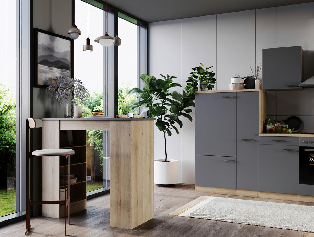 BARTISCH rechteckig Grau, Eichefarben  - Eichefarben/Grau, Design, Holzwerkstoff (103/50/115cm) - Respekta
