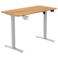SCHREIBTISCH 120/60/70-115 cm Weiss, Plankeneiche höhenverstellbar, Memoryschalter, Getränkehalter, Headsethalter elektrisch höhenverstellbar  - Weiss/Plankeneiche, Modern, Holzwerkstoff/Kunststoff (120/60/70-115cm) - Livetastic
