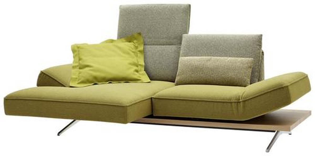 ECKSOFA Limette Flachgewebe  - Chromfarben/Limette, Design, Holz/Textil (132/240cm) - Koinor