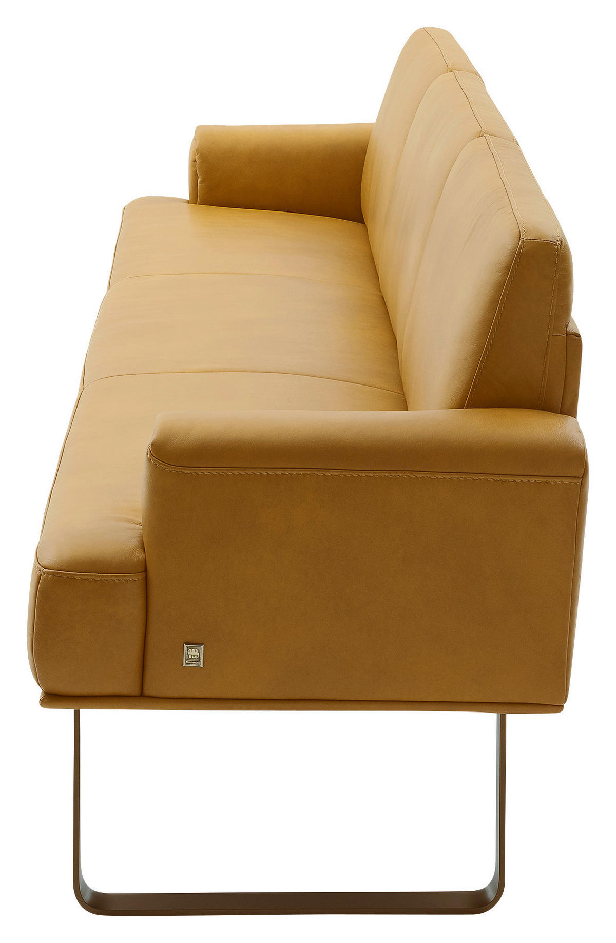 SITZBANK 251/84/67 cm Echtleder Gelb, Bronzefarben Metall  - Gelb/Bronzefarben, Design, Leder/Metall (251/84/67cm) - Musterring