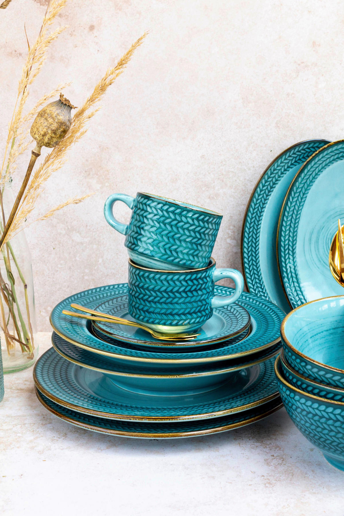 KAFFEESERVICE Prospero 12-teilig  - Blau, Basics, Keramik (24,5/24,5/22,5cm) - Mäser