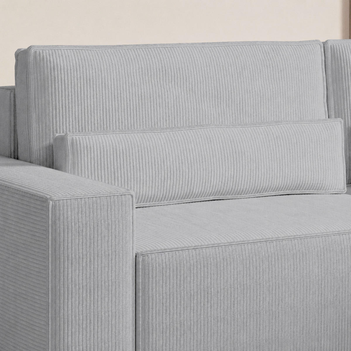 ECKSOFA BRAZIL MINI L Hellgrau Schlaffunktion, Rücken echt  - Hellgrau, Design, Textil (248/162cm) - MID.YOU