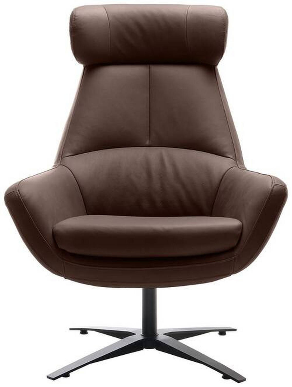SESSEL in Echtleder Braun  - Schwarz/Braun, Modern, Leder/Metall (81/112/83cm) - Trendmanufaktur