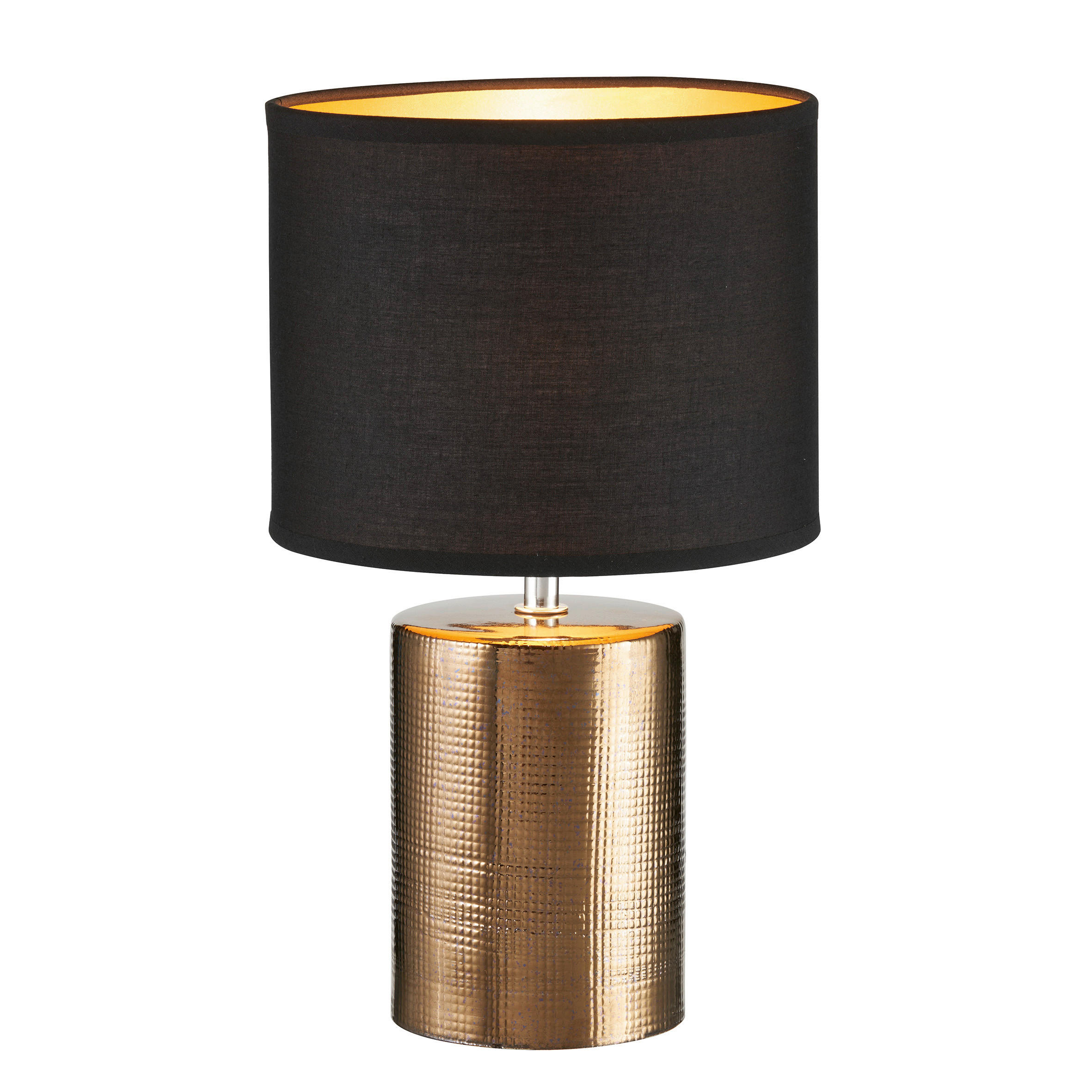 ASZTALI LÁMPA - bronz/fekete, Konventionell, textil/kerámia (14/14/35cm)