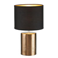 ASZTALI LÁMPA - bronz/fekete, Konventionell, textil/kerámia (14/14/35cm)