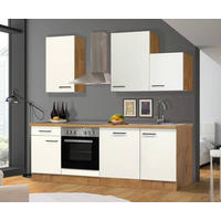 KÜCHENBLOCK 220 cm   in Eichefarben, Magnolie  - Eichefarben/Magnolie, MODERN, Holzwerkstoff/Metall (220cm) - FlexWell