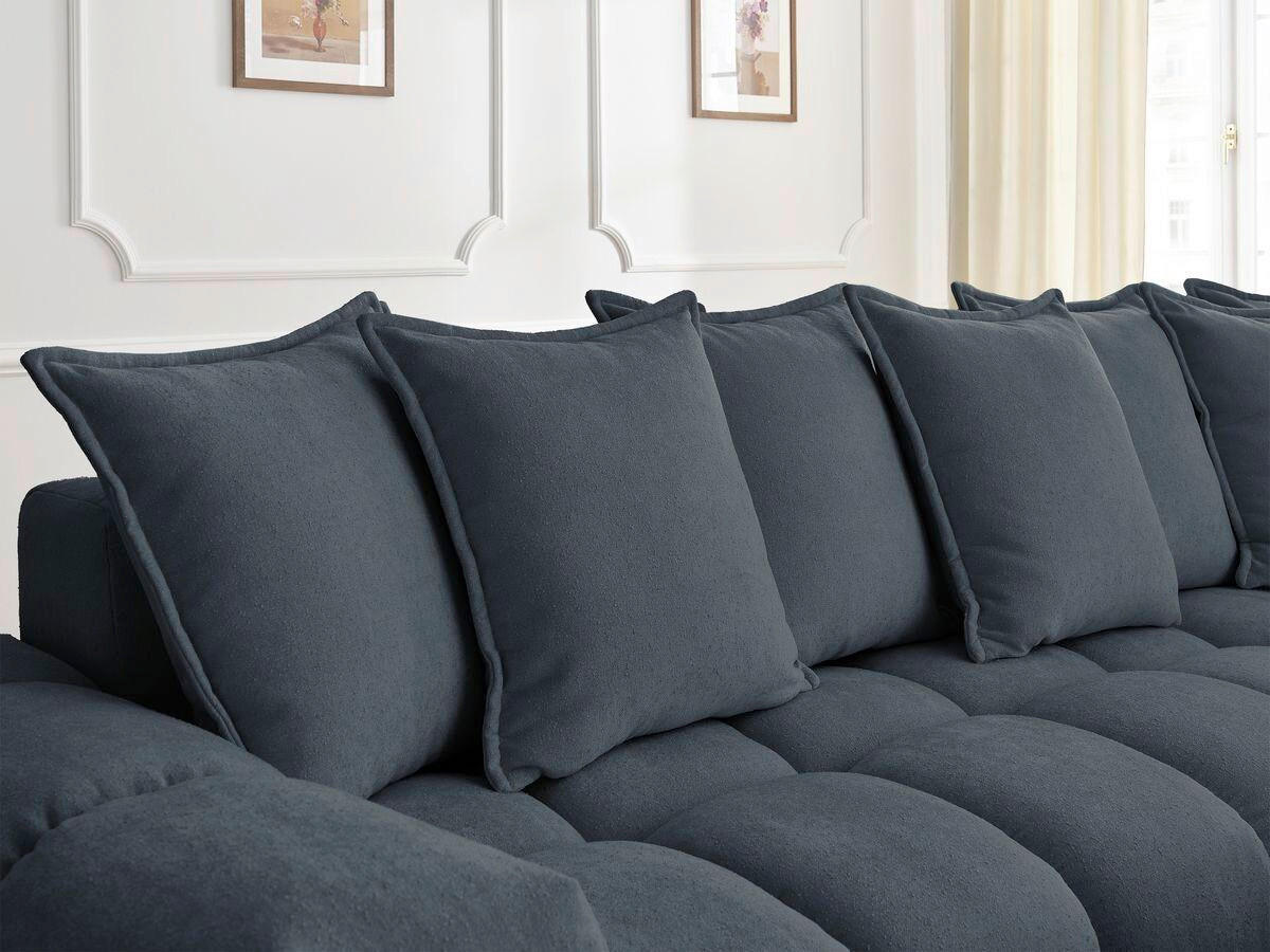 ECKSOFA Ottomane rechts  EVEREST Dunkelblau Struktur  - Schwarz/Dunkelblau, MODERN, Kunststoff/Textil (352/210cm)