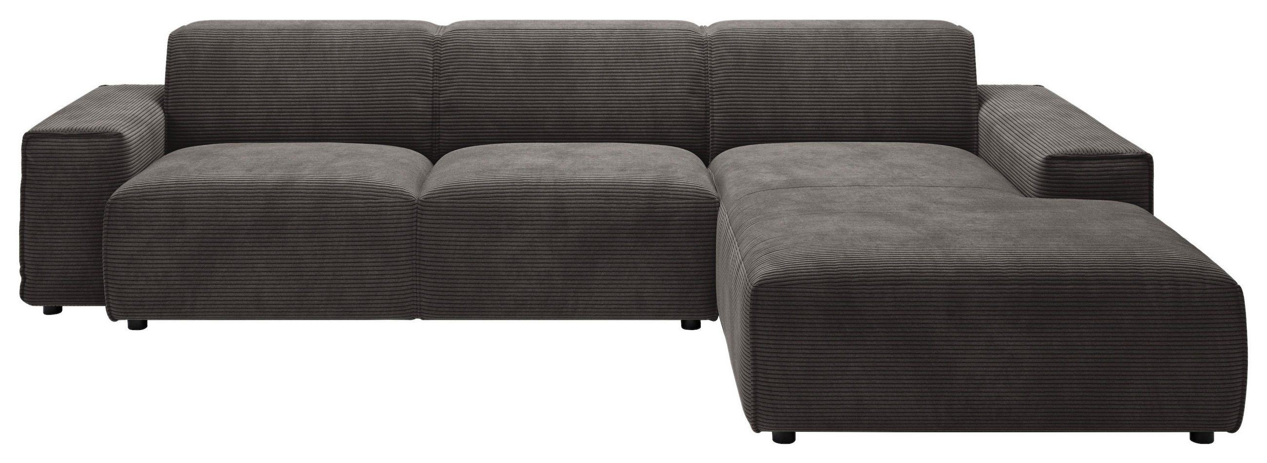 ECKSOFA in Cord Dunkelbraun, Mokka  - Dunkelbraun/Schwarz, Design, Kunststoff/Textil (300/189cm) - Pure Home Lifestyle