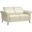2-SITZER-SOFA  in Echtleder Creme   - Creme/Schwarz, Design, Leder/Metall (162/79/104cm) - Belluti