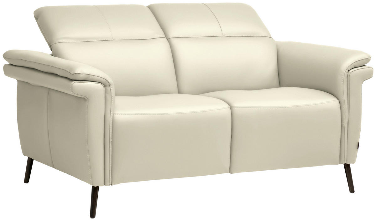2-SITZER-SOFA  in Echtleder Creme   - Creme/Schwarz, Design, Leder/Metall (162/79/104cm) - Belluti