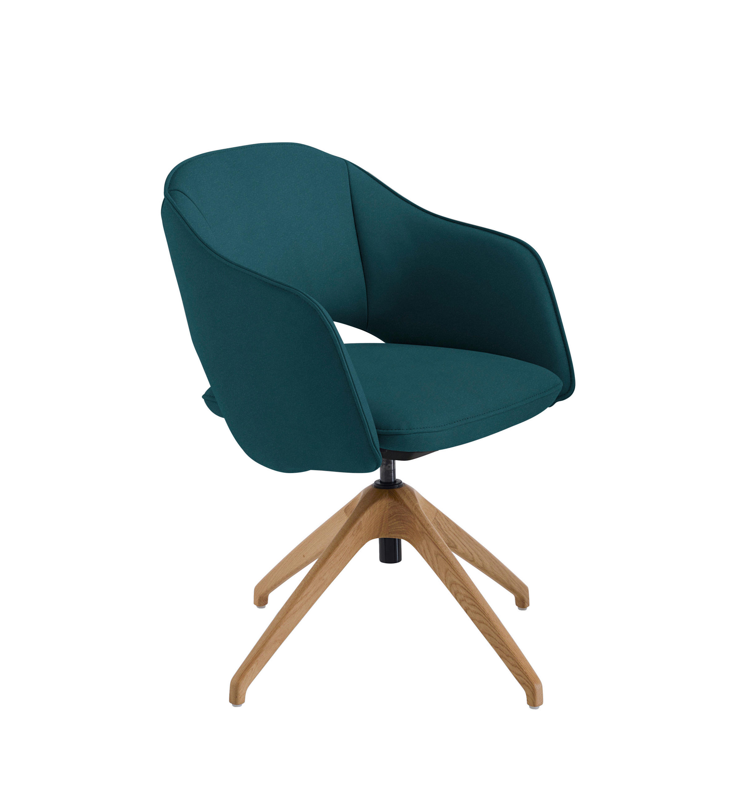 ARMLEHNSTUHL  in Echtleder naturbelassen  - Türkis/Wildeiche, Design, Leder/Holz (63/74-90/57-73cm) - Koinor