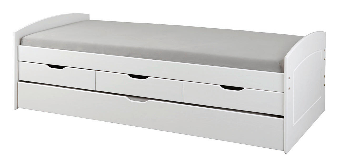 STAURAUMBETT 90/200 cm  in Weiß  - Weiß, LIFESTYLE, Holz (90/200cm) - Carryhome