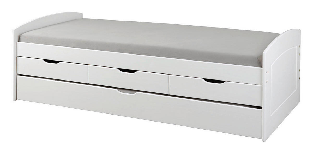 STAURAUMBETT 90/200 cm  in Weiß  - Weiß, LIFESTYLE, Holz (90/200cm) - Carryhome