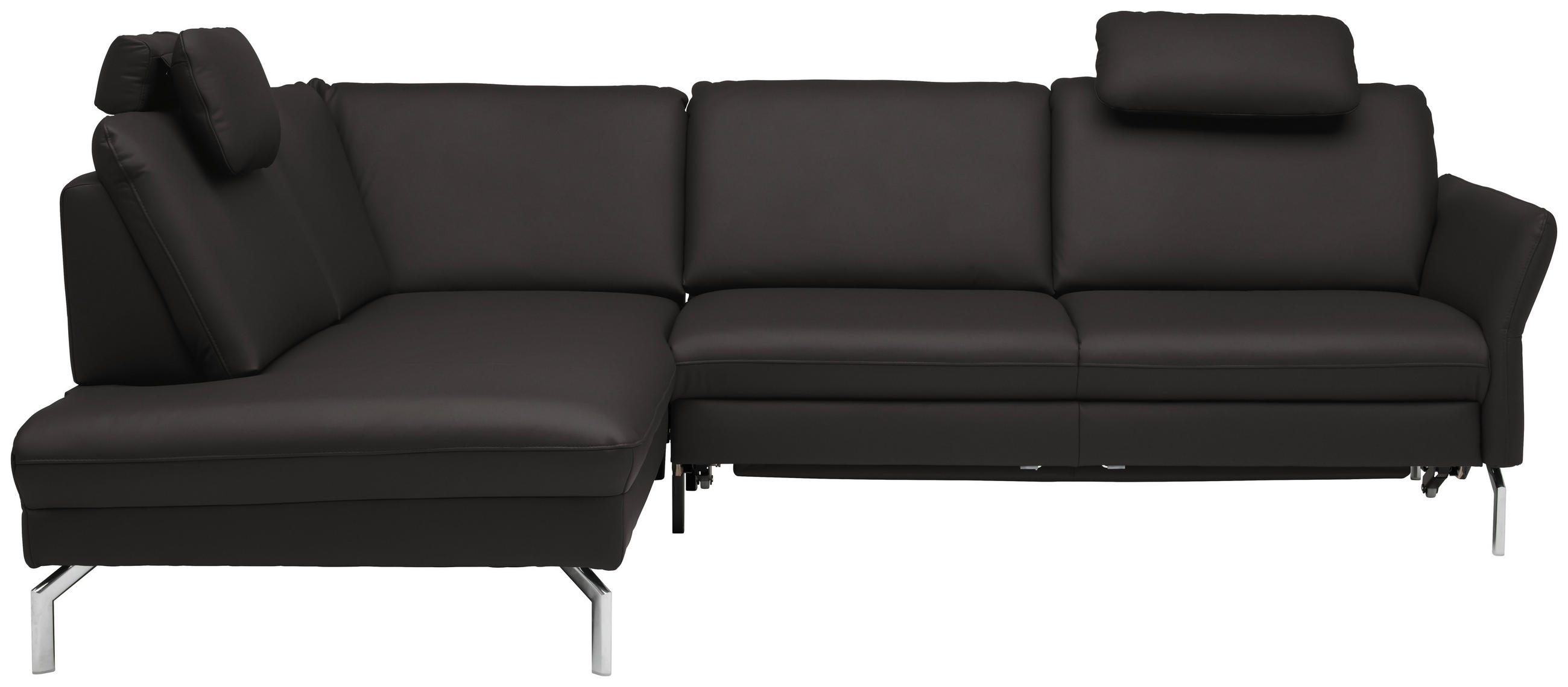 ECKSOFA in Echtleder Grau  - Alufarben/Grau, Konventionell, Leder/Metall (220/284cm) - Beldomo Premium