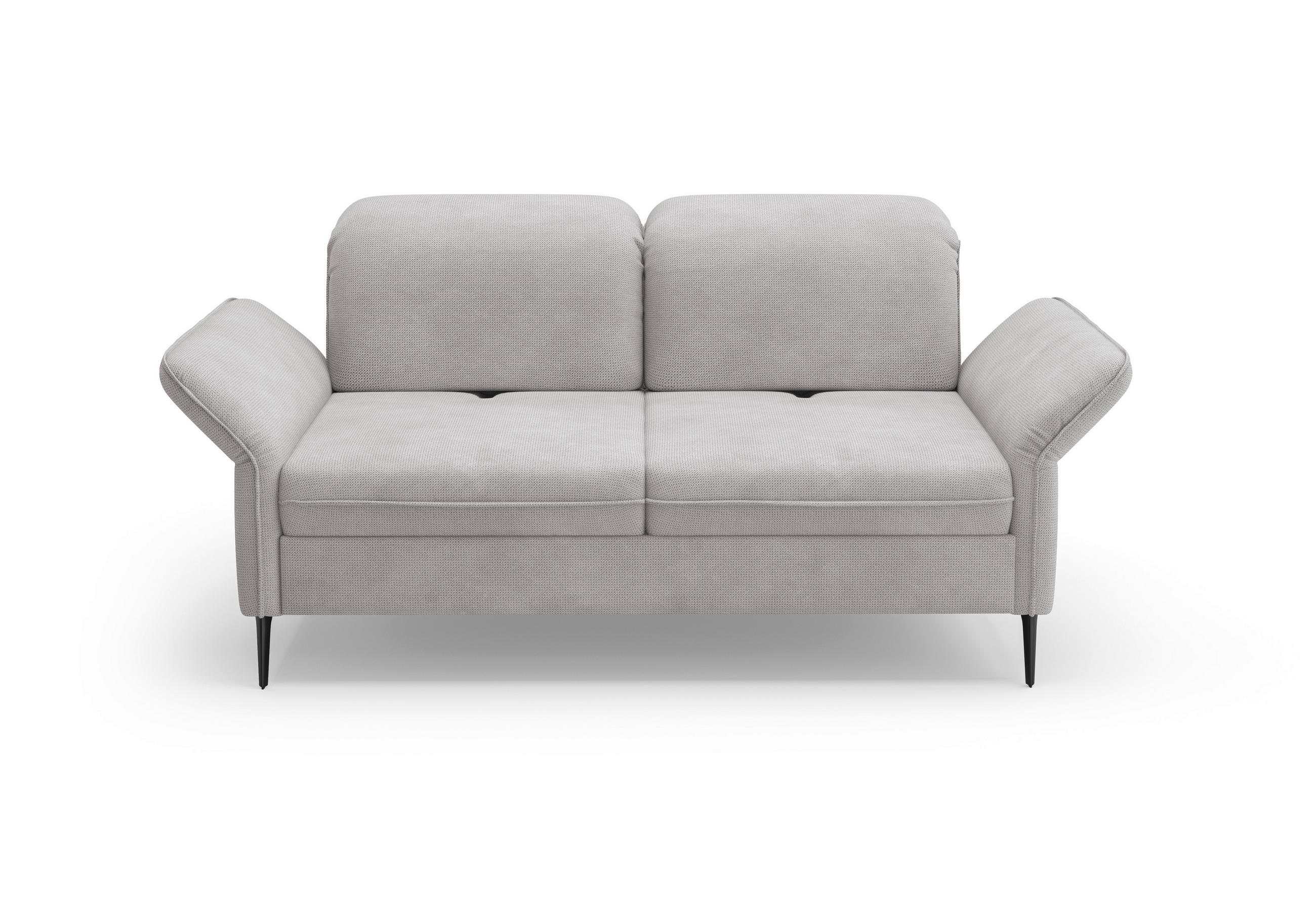 2,5-SITZER in Flachgewebe Silberfarben  - Silberfarben/Schwarz, Konventionell, Textil/Metall (189/92/123cm) - Sit & More