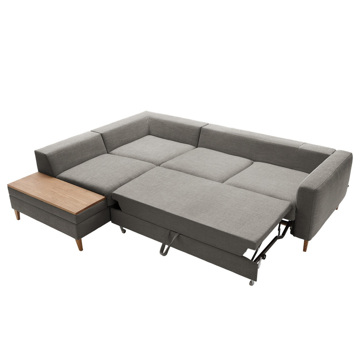 ECKSOFA in Webstoff Dunkelgrau  - Dunkelgrau/Eschefarben, Modern, Holz/Textil (260/90/204cm) - Trendmanufaktur