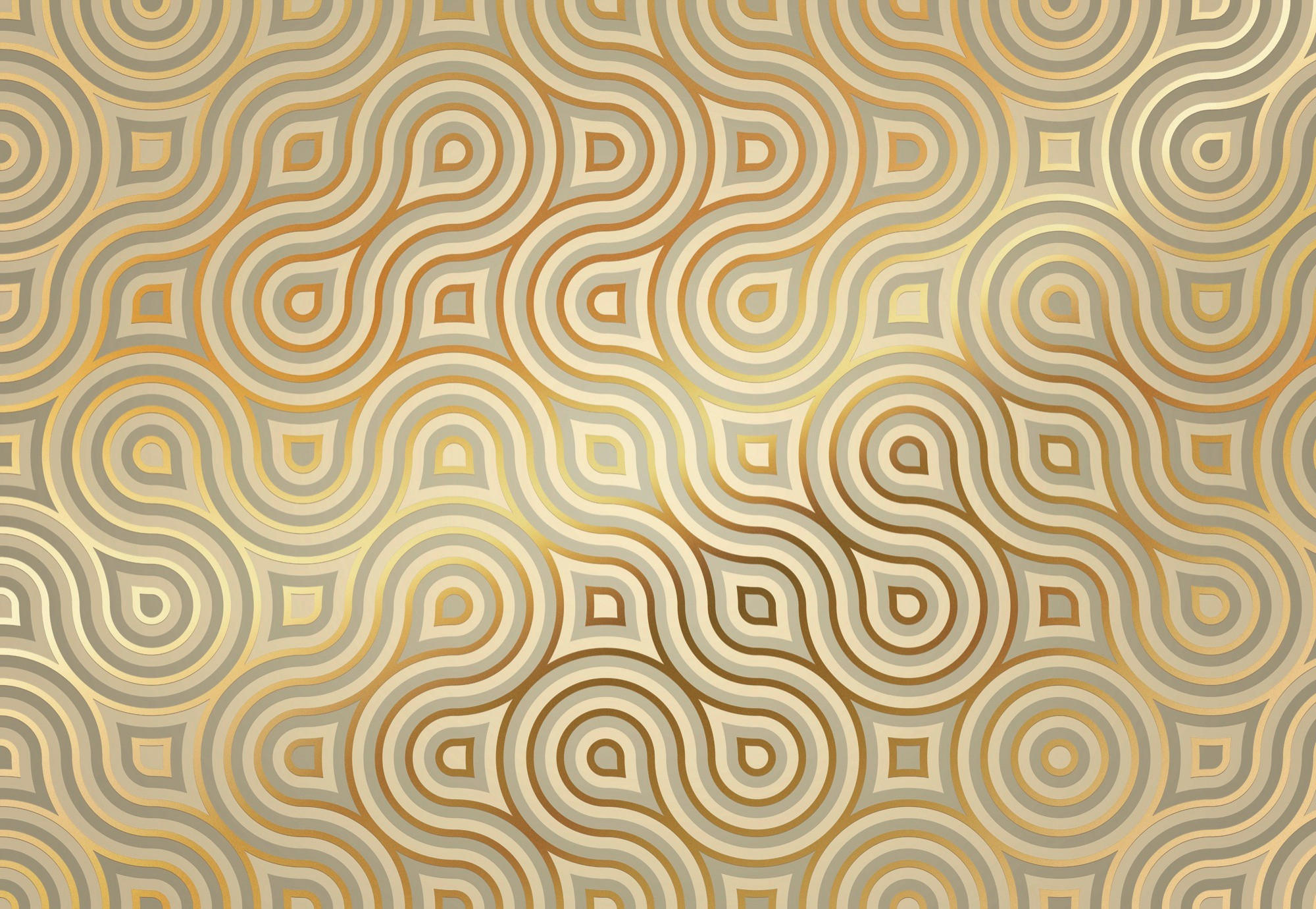 FOTOTAPETE Meander  - Goldfarben/Grau, KONVENTIONELL, Papier (368/254cm) - Komar