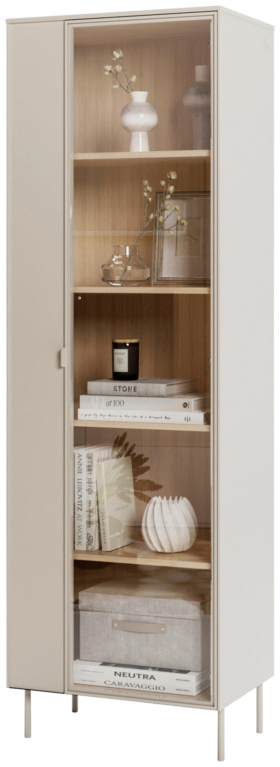 VITRINE Eichefarben, Kaschmir  - Kaschmir/Eichefarben, Modern, Glas/Holzwerkstoff (63/197/41cm) - Carryhome
