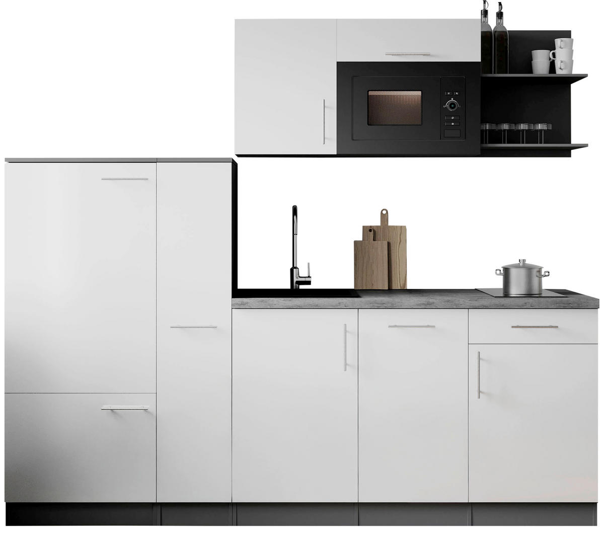 MODULKÖK 235 cm   i vit  - vit/grå, Trend, metall/trämaterial (235cm) - Respekta