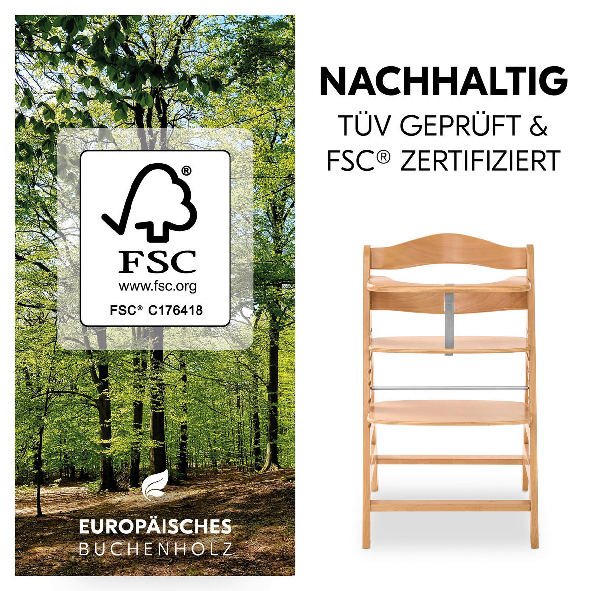 HOCHSTUHL ALPHA + Naturfarben  - Naturfarben, Basics, Holz (56/80/48cm) - Hauck