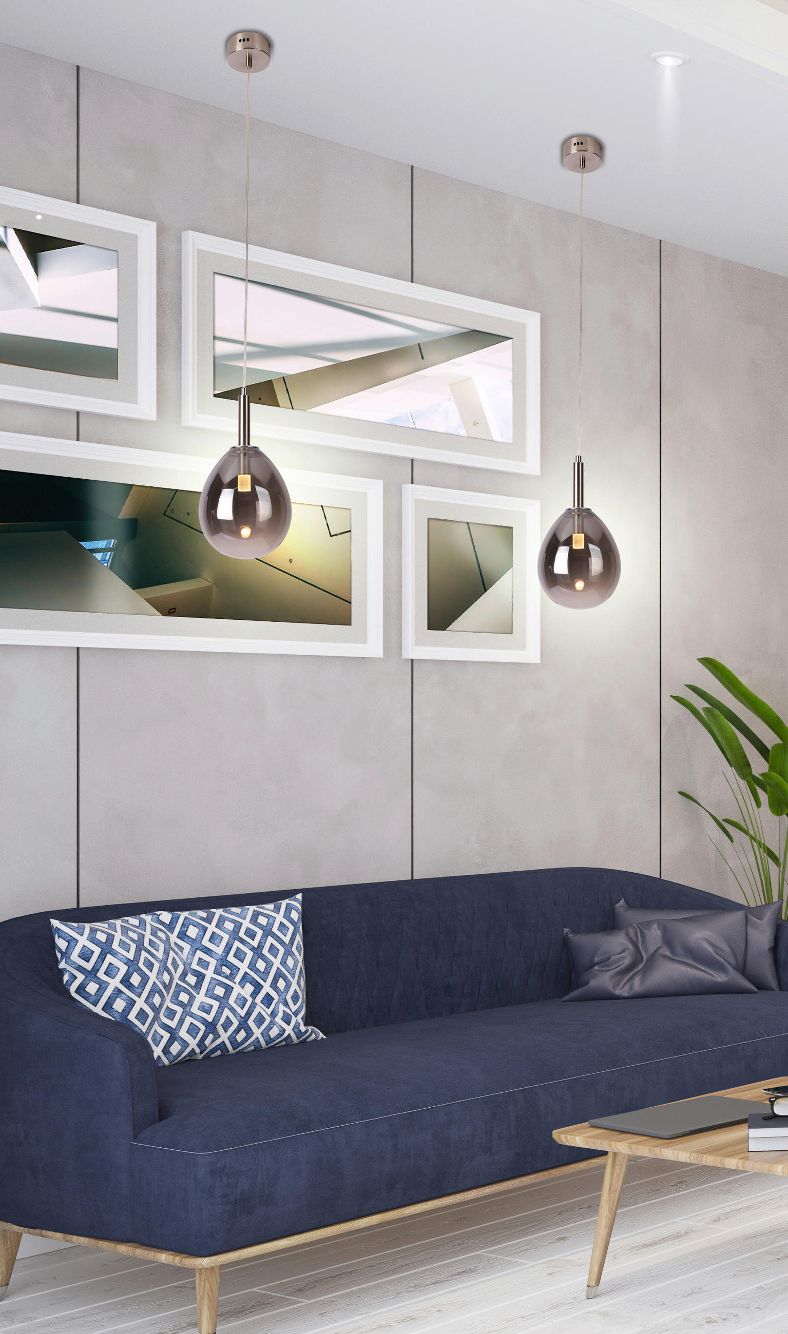 LED-HÄNGLAMPA Lukka 18/18/115 cm  - kromfärg/silver, Design, metall/glas (18/18/115cm)