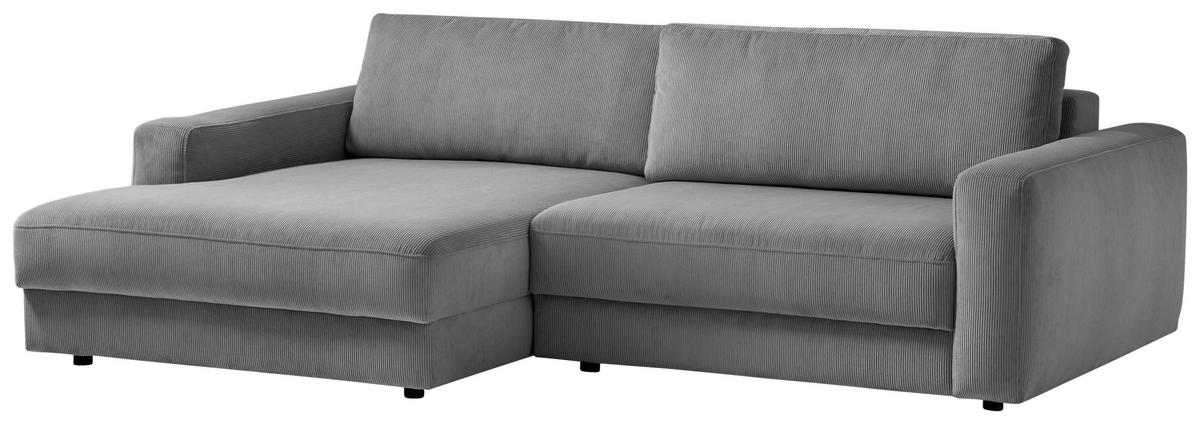 ECKSOFA Cord Dunkelgrau  - Dunkelgrau/Schwarz, Modern, Textil (176/250cm) - Trendmanufaktur