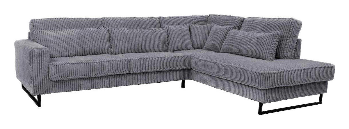 ECKSOFA ICON in Cord Dunkelgrau  284/253 cm  - Dunkelgrau/Schwarz, KONVENTIONELL, Holzwerkstoff/Textil (284/253cm) - Livetastic