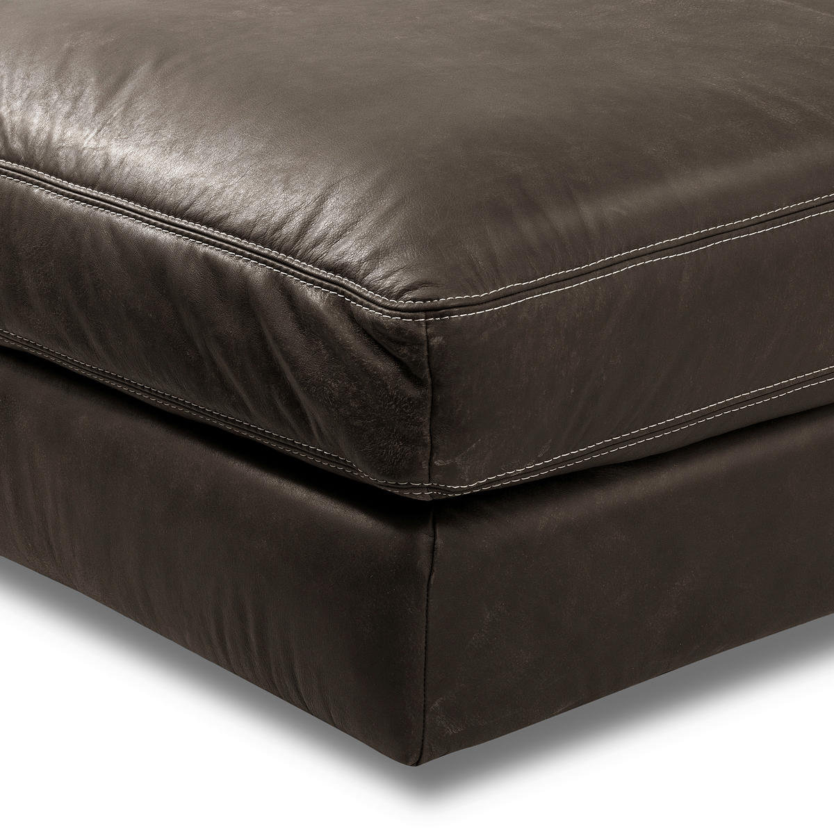 HOCKER in Leder Fango  - Fango/Beige, Design, Leder/Kunststoff (123/45/93cm) - Livetastic