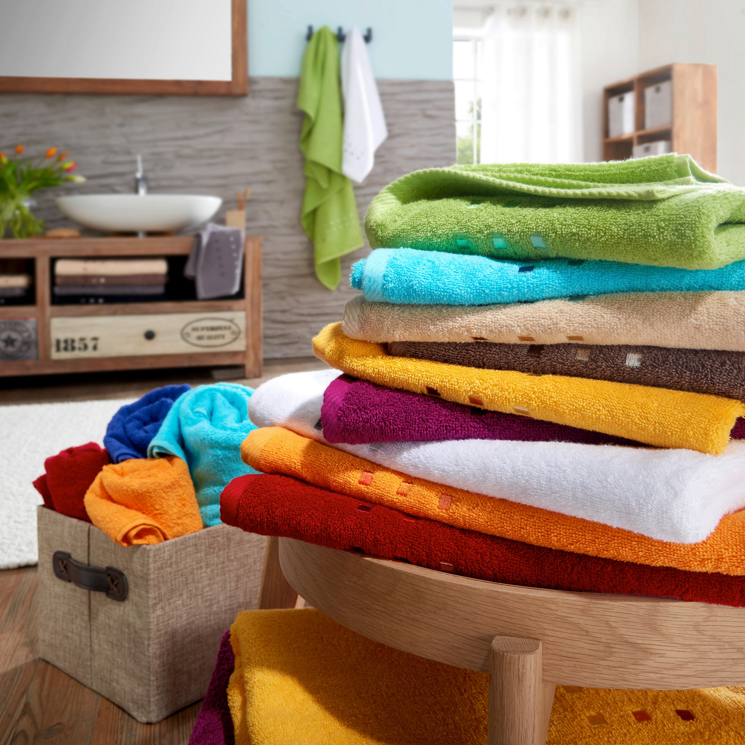 HANDDUK Quattro grön  - grön, Klassisk, textil (50/100cm) - Best Price