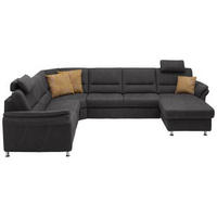 WOHNLANDSCHAFT Grau Mikrofaser  - Beige/Alufarben, KONVENTIONELL, Textil/Metall (262/330/173cm) - Beldomo System