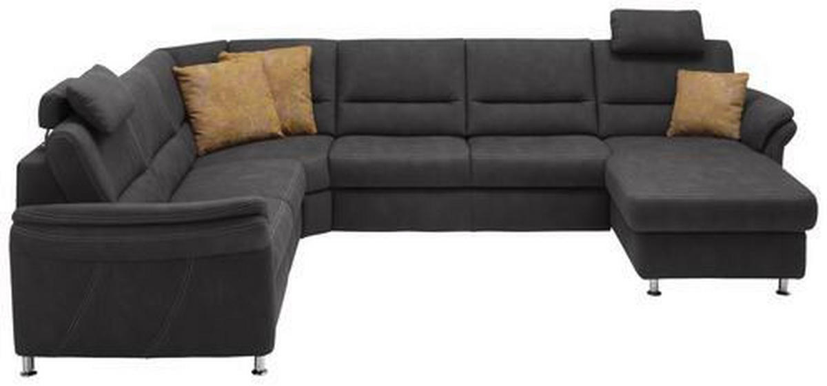 WOHNLANDSCHAFT Grau Mikrofaser  - Beige/Alufarben, KONVENTIONELL, Textil/Metall (262/330/173cm) - Beldomo System