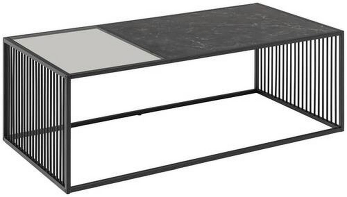 TABLE BASSE in Kunststoff, Glas, Holzwerkstoff  - noir, Design, matière synthétique/verre (120/60/40cm) - MID.YOU