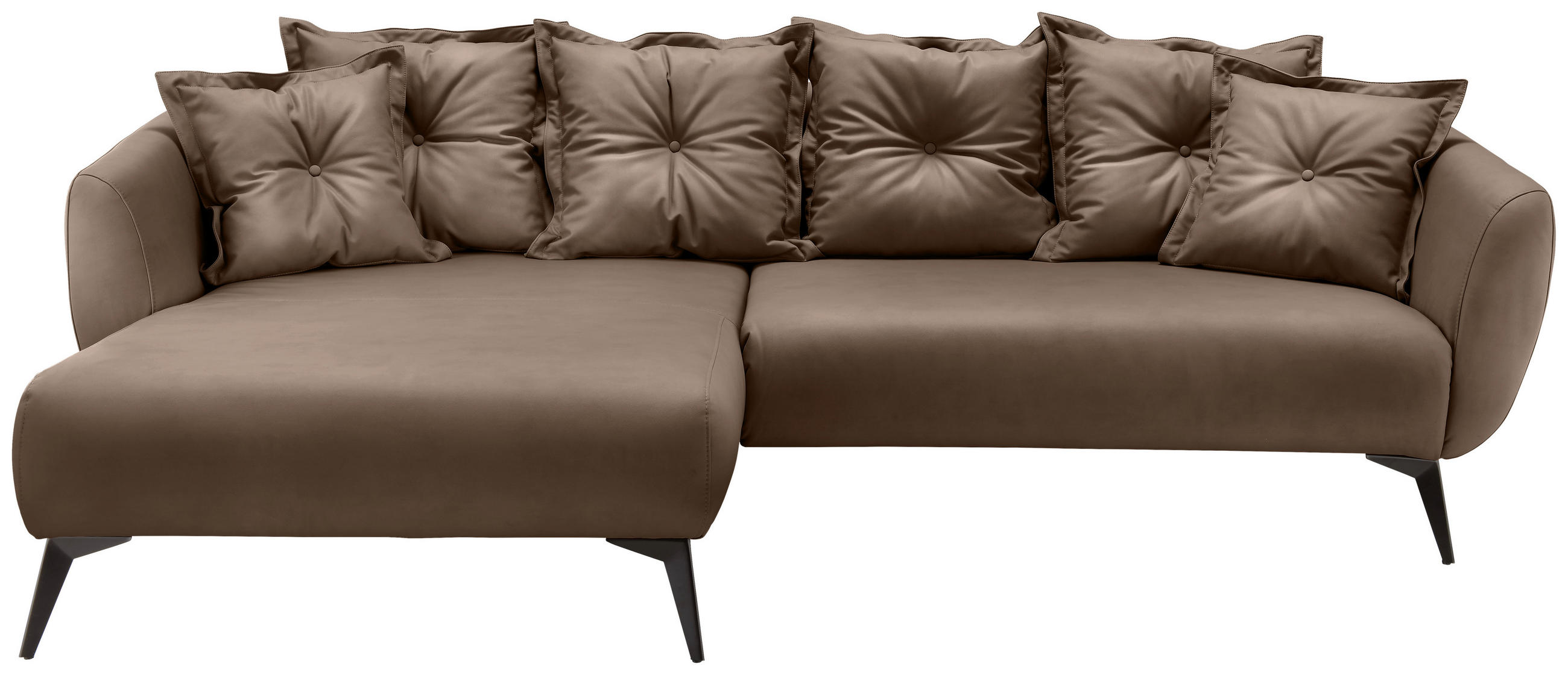 ECKSOFA Braun Lederlook  - Schwarz/Braun, MODERN, Textil/Metall (162/277cm) - Livetastic