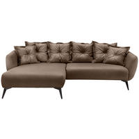 ECKSOFA Lederlook Braun  - Schwarz/Braun, Modern, Textil/Metall (162/277cm) - Livetastic