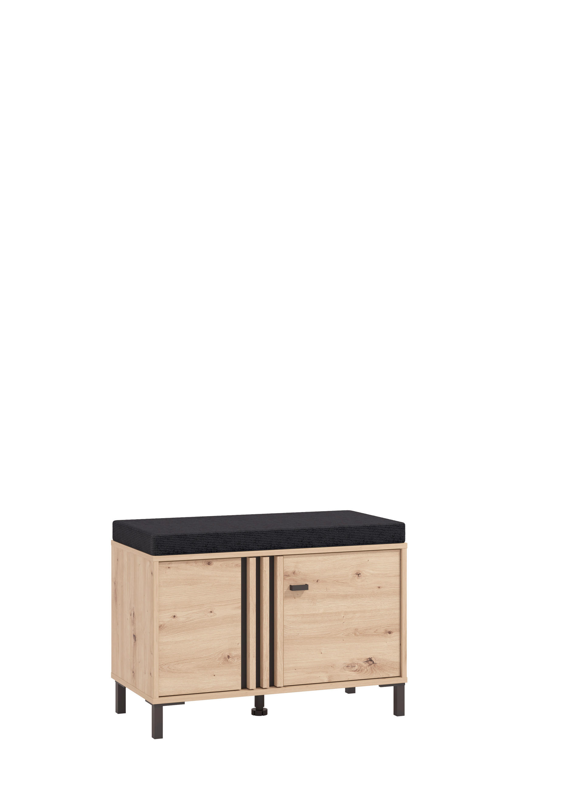 GARDEROBNA KLOP črna, hrast artisan - črna/hrast artisan, Basics, kovina/tekstil (80/52/40cm) - Carryhome