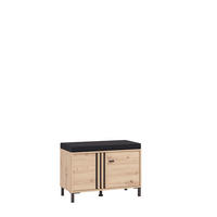 GARDEROBNA KLOP črna, hrast artisan - črna/hrast artisan, Basics, kovina/tekstil (80/52/40cm) - Carryhome