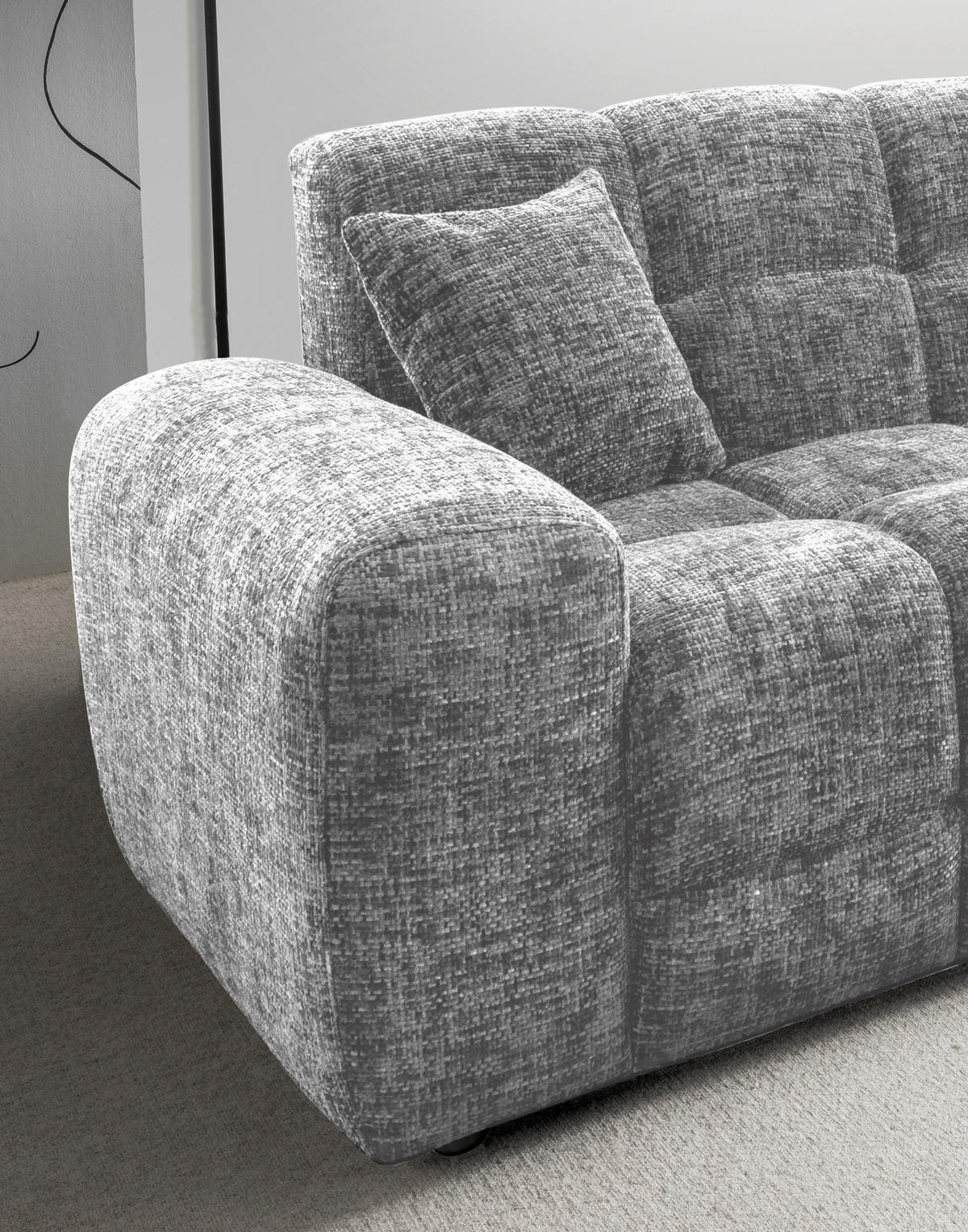 VIERSITZER-SOFA in Struktur Silberfarben  - Silberfarben/Schwarz, MODERN, Kunststoff/Textil (300/87/120cm) - Livetastic