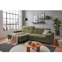 ECKSOFA SORELLA Dunkelgrün Chenille Kopfteilverstellung, Sitztiefenverstellung  - Dunkelgrün/Schwarz, Design, Kunststoff/Textil (182/328cm) - MID.YOU